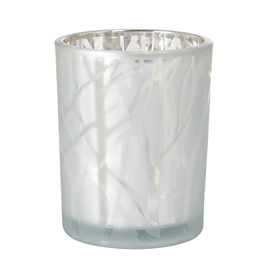 LED candle holder | tealight holder SHIMMER glass white  Ø 80 mm  H 100 mm product photo