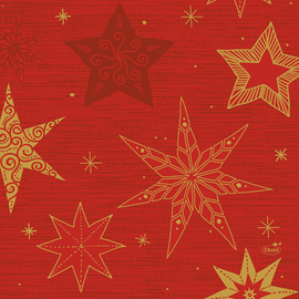 tissue napkins design STAR STORIES RED 3 ply fold 1/4 with decor 330 mm  x 330 mm 4 x 250 pieces product photo