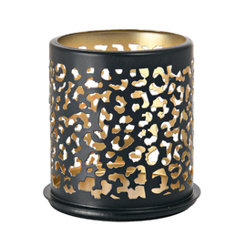 LED candle holder | tealight holder SAFARI Leopard metal black  Ø 75 mm  H 75 mm product photo