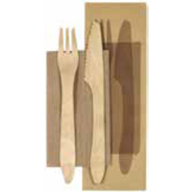 cutlery set BIOPAK birch tree knife |fork | napkin disposable L 190 mm 100% compostable product photo