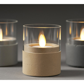 LED candle holder NEAT glass dark grey Ø 61 mm H 70 mm product photo  S