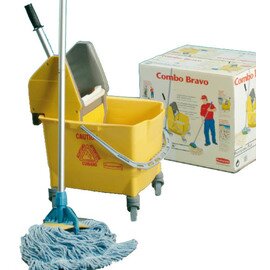 single bucket combination Combo Bravo Set blue yellow 4 swivel castors plastic product photo