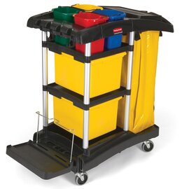 microfibre cleaning trolley black 4 castors 1226 mm  x 559 mm  H 1118 mm product photo