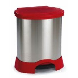 pedal bin stainless steel 87 ltr stainless steel coloured|red plastic lid product photo