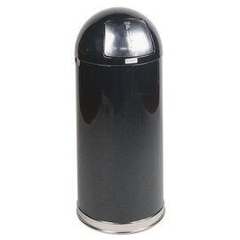 waste container EASY PUSH 56 ltr steel black pusht top lid fireproof Ø 381 mm  H 915 mm product photo