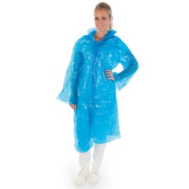 PE hooded visitor coat disposable universal polyethylene 15 µm blue  L 1200 mm product photo