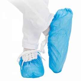 visitor set PE HYGOSTAR white and blue coat | hood | mouthguard | overshoes product photo  S