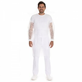 smock with knitted cuffs ECO HYGONORM white PP fleece L 1150 mm product photo