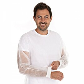 smock with knitted cuffs ECO HYGONORM white PP fleece L 1150 mm product photo  S