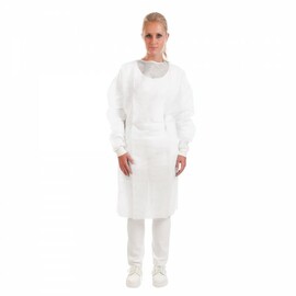 smock with knitted cuffs HYGOSTAR white PP fleece L 1150 mm product photo