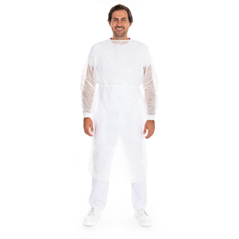smock with neck tie XL PP | partly laminated PE white L 1350 mm product photo