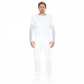 Examination gown LIGHT XL PP fleece white Economy pack L 1150 mm product photo