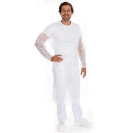 Smock with a closed neck band XL PP | partly laminated PE white L 1400 mm product photo