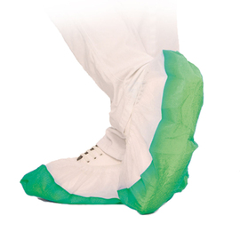 Shoe Covers CPE PP fleece SAFE disposable white and green L 410 mm product photo