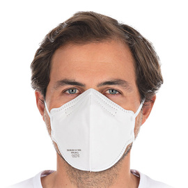 respirator mask FFP2à SUPER PROTECTà one-size-fits-allà white product photo