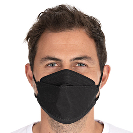 respirator mask FFP2 NR, 3D black PP fleece | disposable product photo
