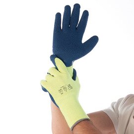 thermo gloves WINTER STAR XL cotton blue neon yellow 250 mm product photo