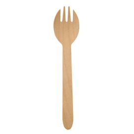 organic disposable spork NATURE Star birch wood | FSC® certified nature L 160 mm product photo