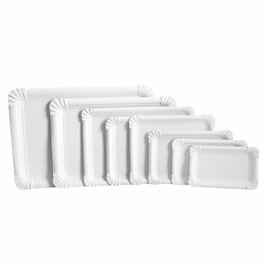 paper plate paperboard white relief rim rectangular | 330 mm  x 230 mm disposable product photo