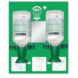 eye rinsing station holder|2 eyewash bottles|mirror DOUBLE 2 x 500 ml  L 250 mm  H 300 mm product photo