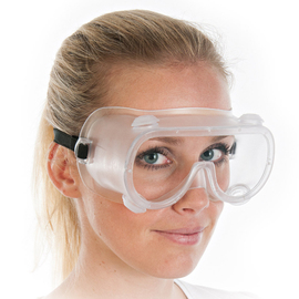 safety goggles ventilated one-size-fits-all PVC transparent product photo
