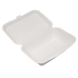 Bio-Lunchbox SINGLE sugarcane fibers white with lid 100% compostable  L 170 mm  B 125 mm  H 49 mm product photo