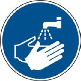 mandatory sign self-adhesive • wash your hands round Ø 100 mm product photo
