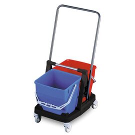 double bucket trolley Sani Duo blue grey red 4 swivel castors  | press product photo