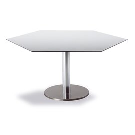 Table Turin, hexagonal, 120 x 140 cm, length of the legs 70 cm, stainless steel look / gray product photo