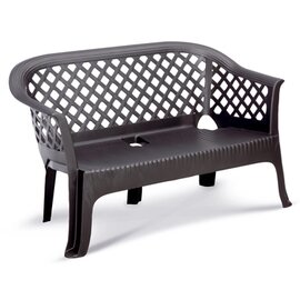 Bank Alassio, 2-seater, full plastic, 100% polypropylene, weatherproof, stackable, color: anthracite product photo