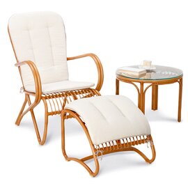 Lounge chair Bayon, with armrests and high backrest, weatherproof, aluminum in bamboo look product photo  S