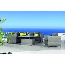 lounge group BONAIRE  • 3 corner units|2 centre units|table  • grey product photo  S