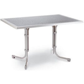 folding gastro table BOULEVARD Werzalit steel blue | white marbled rectangular | 1200 mm x 800 mm H 720 mm product photo  S