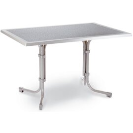 folding gastro table BOULEVARD Werzalit steel green | white marbled rectangular | 1200 mm x 800 mm H 720 mm product photo  S