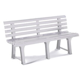 Bench Bregenz, solid plastic flooring, solid plastic frame, weatherproof, B 145 x D 49 x H 74 cm, seating area 145 x 30 cm, seat height 42 cm, color: white product photo
