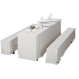 Bench bench set, 3-part, consisting of: 1 table cover 220 x 50 cm, 2 banknotes 220 x 25 cm, washable at 40 ° C, color: cream-white product photo