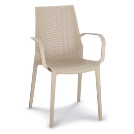 Stacking chair Linette, glass fiber reinforced full plastic, weather resistant, color: taupe product photo