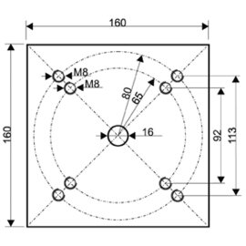 62330000 Universal-Bodenplatte, zum Einbetonieren, verzinkt, Montagefläche ca. 160 x 160 mm, Gesamthöhe ca. 42 cm product photo  S