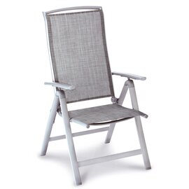 Folding armchair Rimini, high backrest adjustable several times, aluminum frame, Ergotex cover, color: silver / anthracite product photo