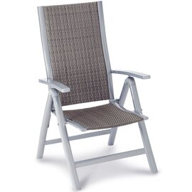 Folding chair Verona, high backrest, adjustable, aluminum frame, Bestolan synthetic fiber covering, color: silver / ice product photo
