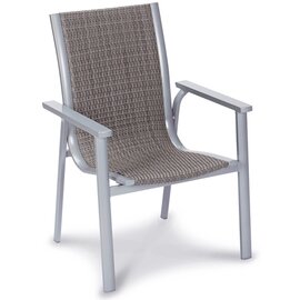 Stacking chair Verona, low backrest, aluminum frame, Bestolan synthetic fiber covering, color: silver / ice product photo