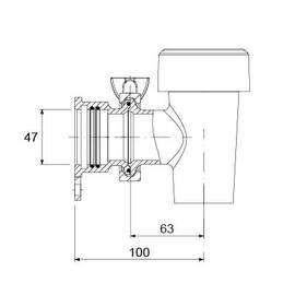 drain tap cooking kettle Ø 47 mm O-ring seal outreach 100 mm brass product photo  S