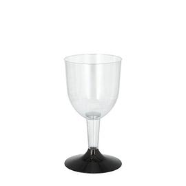 white wine glass PS clear | foot black 0.1 ltr with mark; | disposable product photo