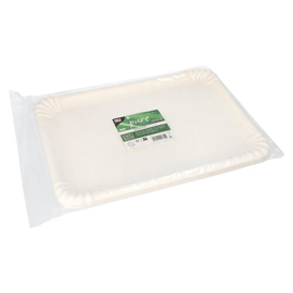 serving plate sugarcane fibers white rectangular | 350 mm x 260 mm product photo  S