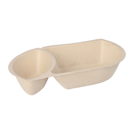 snack tray sugarcane fibers | 2 compartments | 194 mm x 111 mm H 36 mm product photo