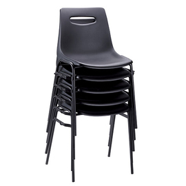 stacking chair NEW CAMPUS • black • fire-resistent | seat height 470 mm product photo  S