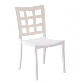 patio chair PLAZZA • linen colour | white stackable | seat height 465 mm product photo