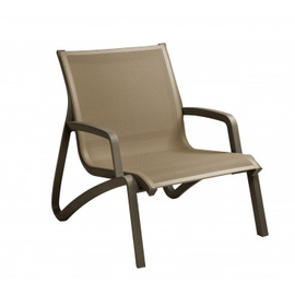 lounge chair SUNSET with armrests • bronze | cognac stackable | seat height 380 mm product photo