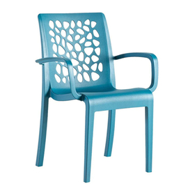 patio chair TULIP with armrests • blue | seat height 475 mm product photo