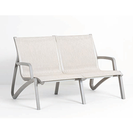 lounge settee | 2-seater SUNSET with armrests • silver | beige | seat height 380 mm product photo